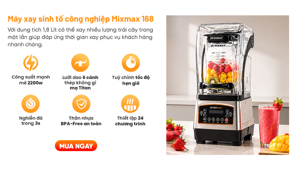Máy xay sinh tố công nghiệp Mixmax 168 cho quán cafe nhỏ có đáng đầu tư?