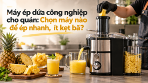 Máy ép dứa công nghiệp cho quán: Chọn máy nào để ép nhanh, ít kẹt bã?